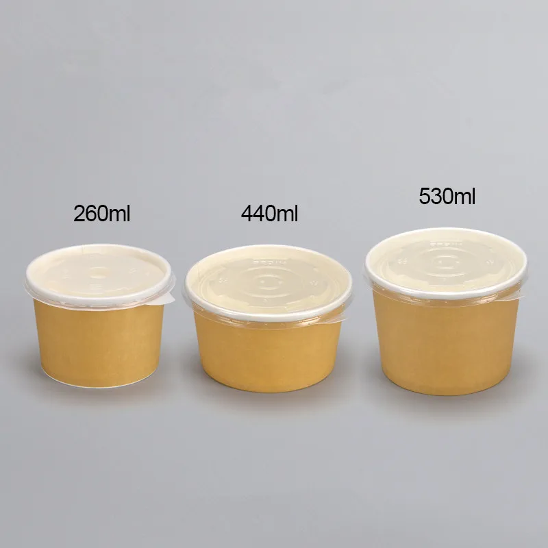 Миска одноразовая из крафтовой бумаги круглая миска для супа на вынос ведро каши