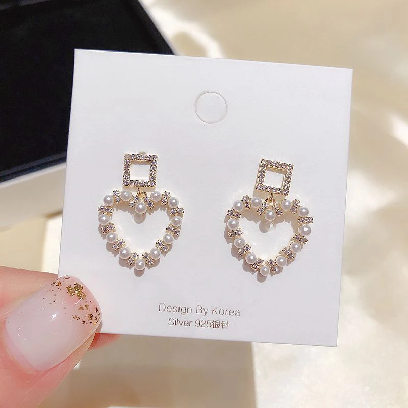 MIGGA серьги-подвески в форме сердца с микро кубическим цирконием женские серьги