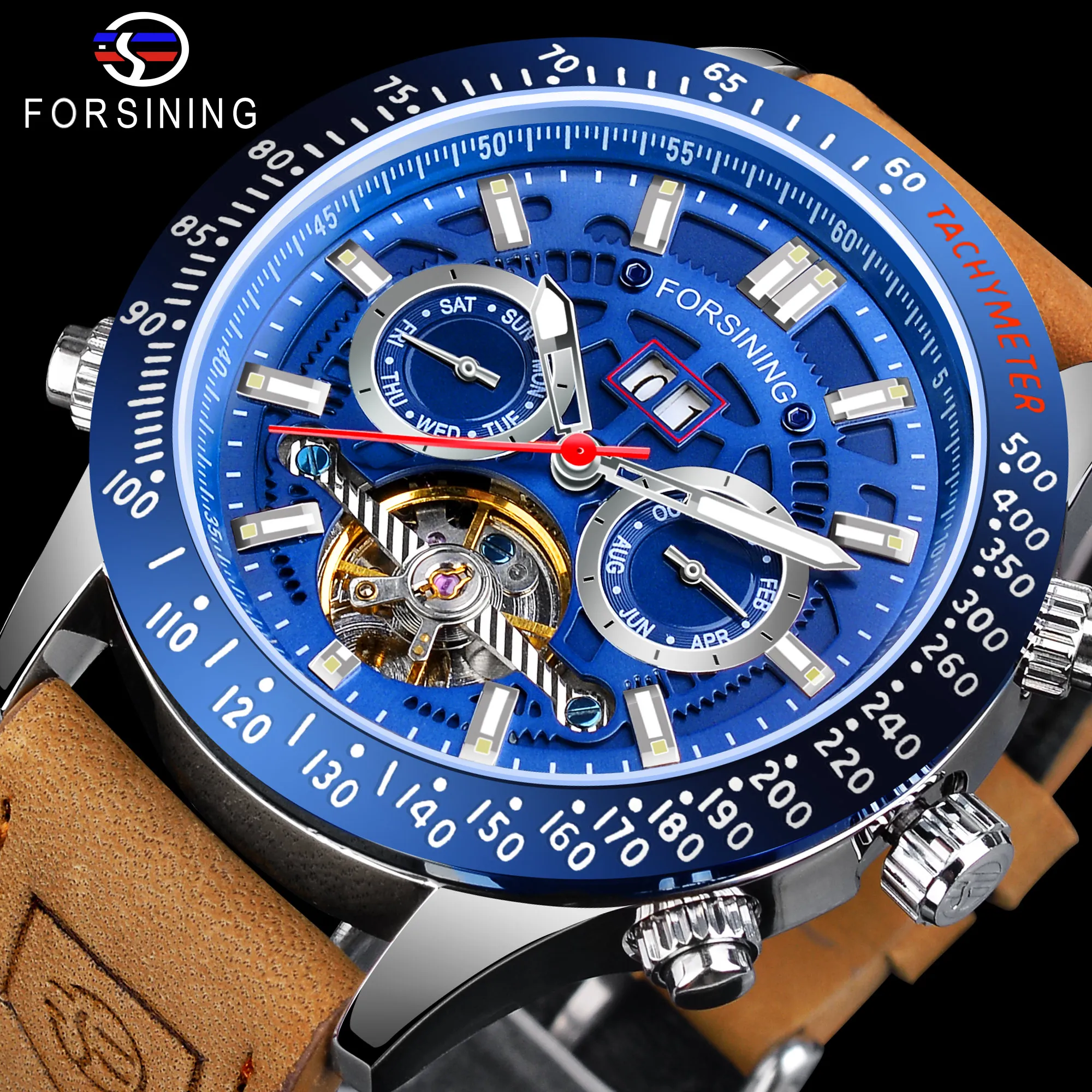 

Forsining Waterproof Military Watches Men Mechanical Wristwatch Skeleton Tourbillon Automatic Watch Mens With Calendar Reloj