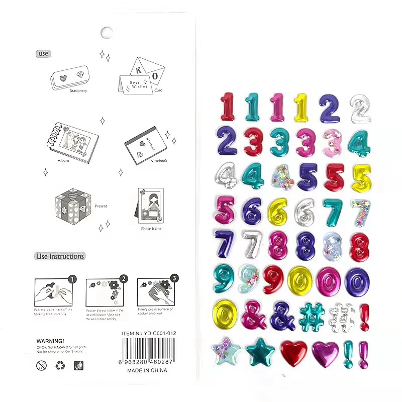 Буквы и цифры дизайн скрапбукинг блестящие наклейки канцелярские