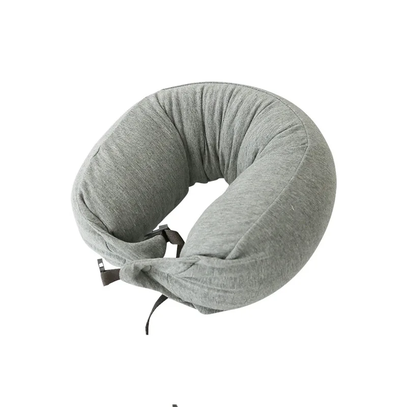 Body Neck Pillow Solid Grey Nap Cotton Particle Soft Hooded U-pillow Textile Home Airplane Car Travel Accessories | Дом и сад
