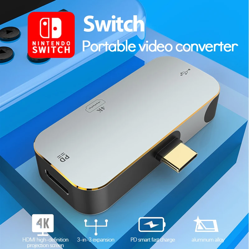 

2022 Type-C Video Adapter 4 In 1 USB Compatible Dock For Google PixelBook For Nintendos Switch USB-C Type C Splitter Wholesale