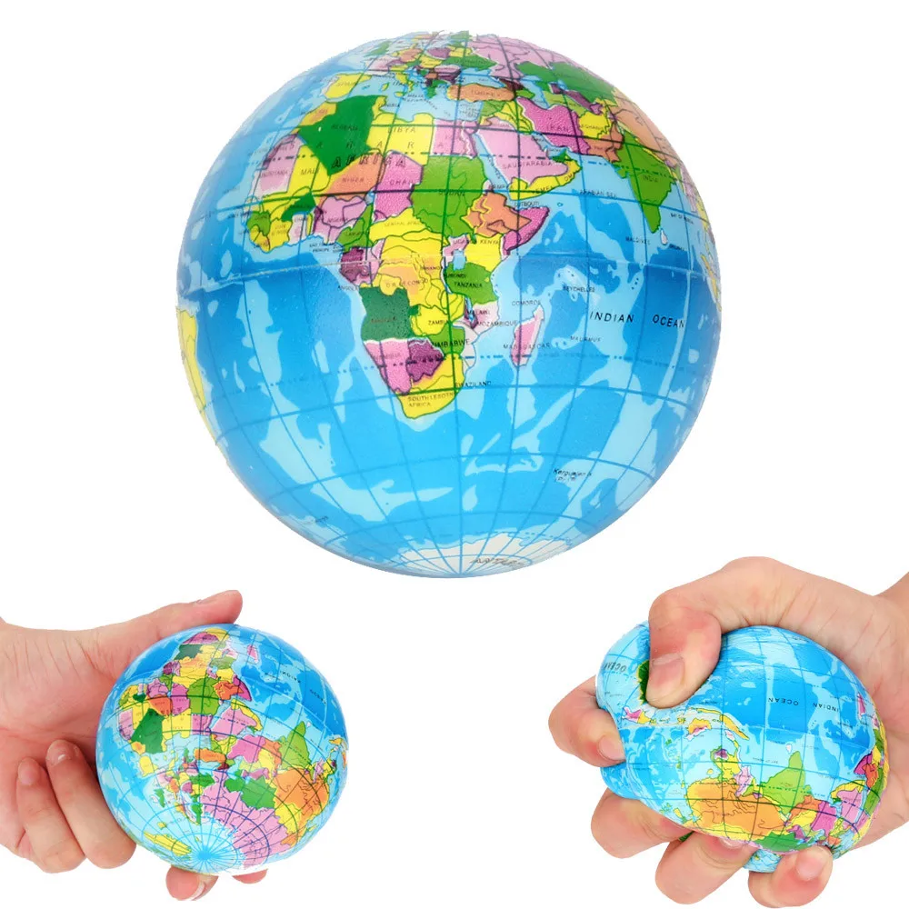 

2 pcs Squishy Toy Stress Relief World Map Foam Ball 3 size Atlas Globe Palm Planet Earth Ball Decompression slow rebound pu toy