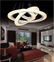 suspension led chandelier acrylic chandelier lamp rings for dinning room circle lustre lights white finish 110v 220v