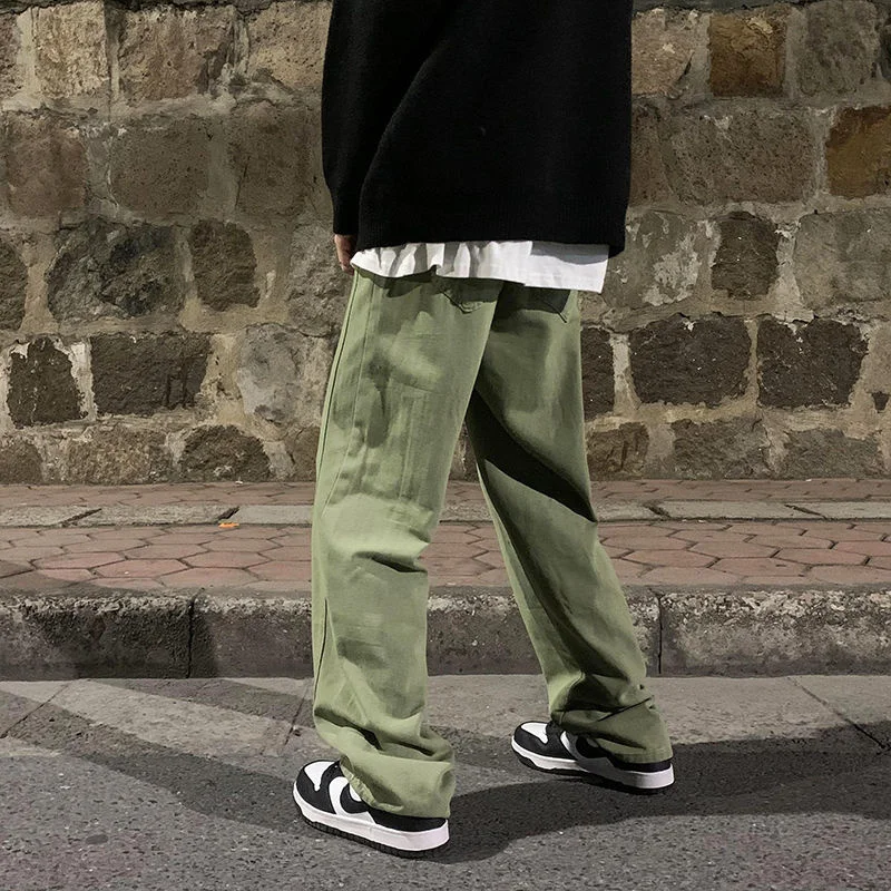 Green/Purple Baggy Jeans Men Fashion Casual Retro Wide Leg Jeans Men Streetwear Loose Hip Hop Straight Denim Pants Mens Trousers