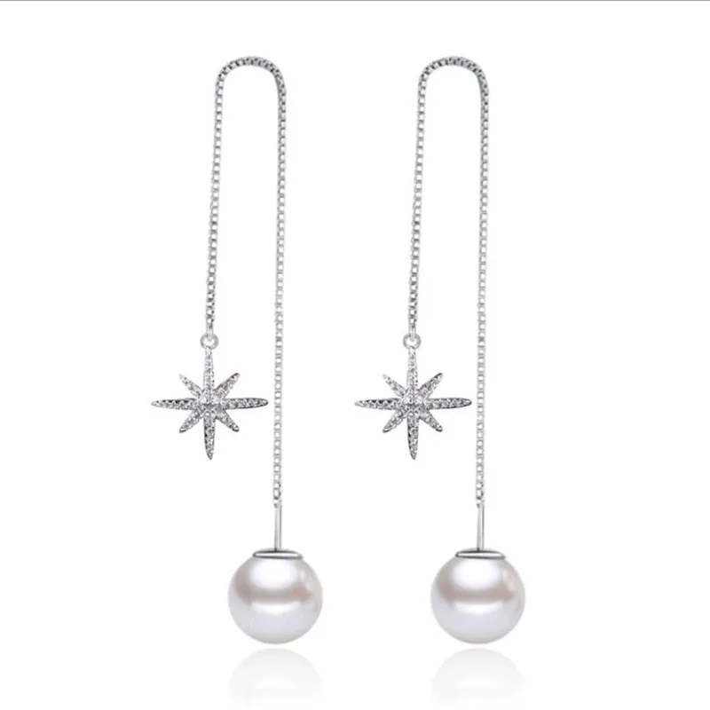 

Fashion Simple Octagonal Star-shaped Star-shaped Star Ear Wire Pearl Ear Drop Dangle Earrings Jewelry Woman Jewelry