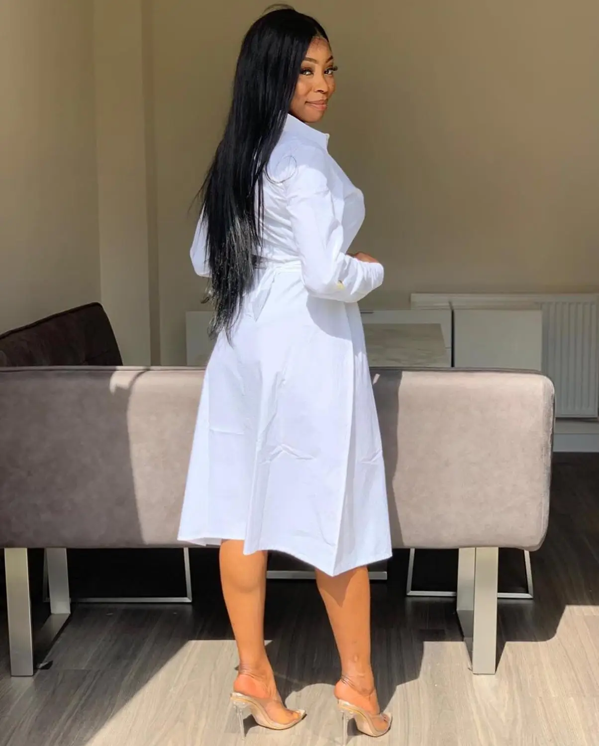 Женские платья рубашки элегантные в африканском стиле с карманами новинка