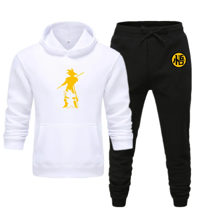 new men's hoodie suit autumn and winter warm clothing fashion printing street hoodie suit running jogging sports suit - Цвет: 2
