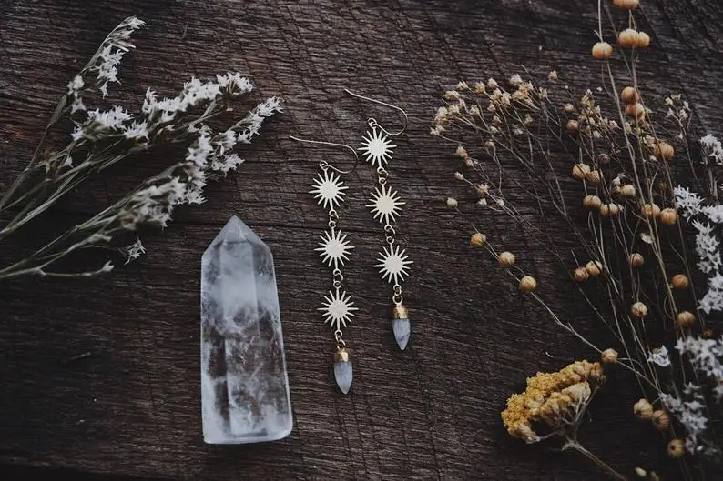 Серьги Бохо и хиппи в стиле Фэнтези колдовские небесные богемные позолоченные