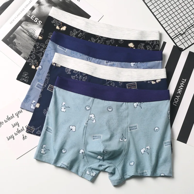 4pcs Boxer Shorts Underpants man Men's Panties Men Boxer Underwear Cotton For Male Couple Sexy Set Large Size Lot Soft