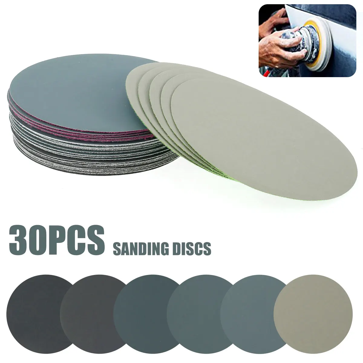 

30pcs5inch sanding discs 5inch Waterproof Sandpaper Hook Loop Sand paper 800-30000 grit Assorted for Wet/Dry Polishing