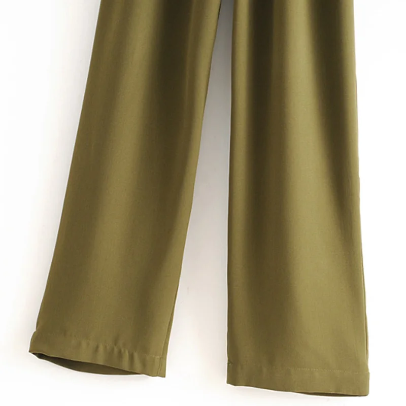 Женский комбинезон на весну и осень повседневный однотонный с v образным вырезом