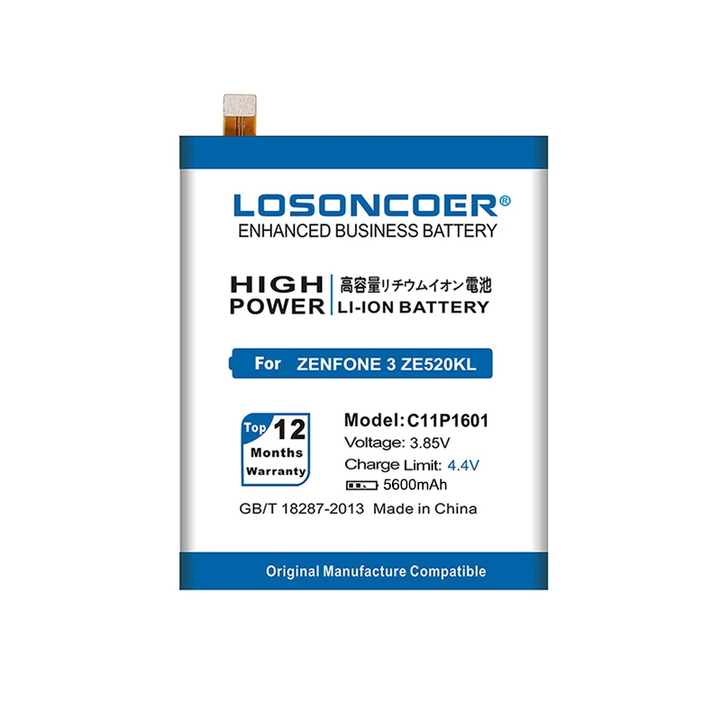 Аккумулятор LOSONCOER C11P1601 5600 мА · ч для ASUS ZENFONE 3 ZENFONE3 ZE520KL Z017DA ZenFone live ZB501KL A007 |