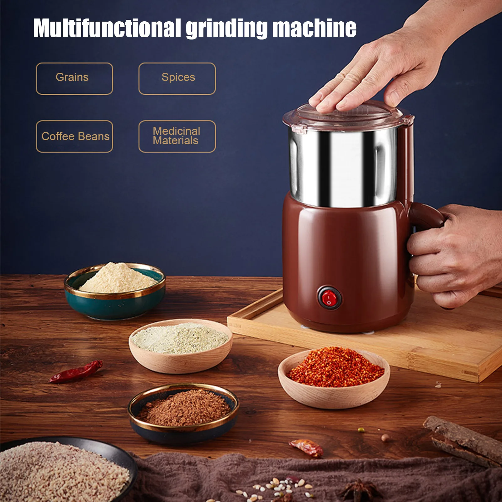 

Electric Grain Grinder Multi-function Safe Herb Grinder Super Fine Powder Machine Small Dry Ground Coffee Beans Grinder