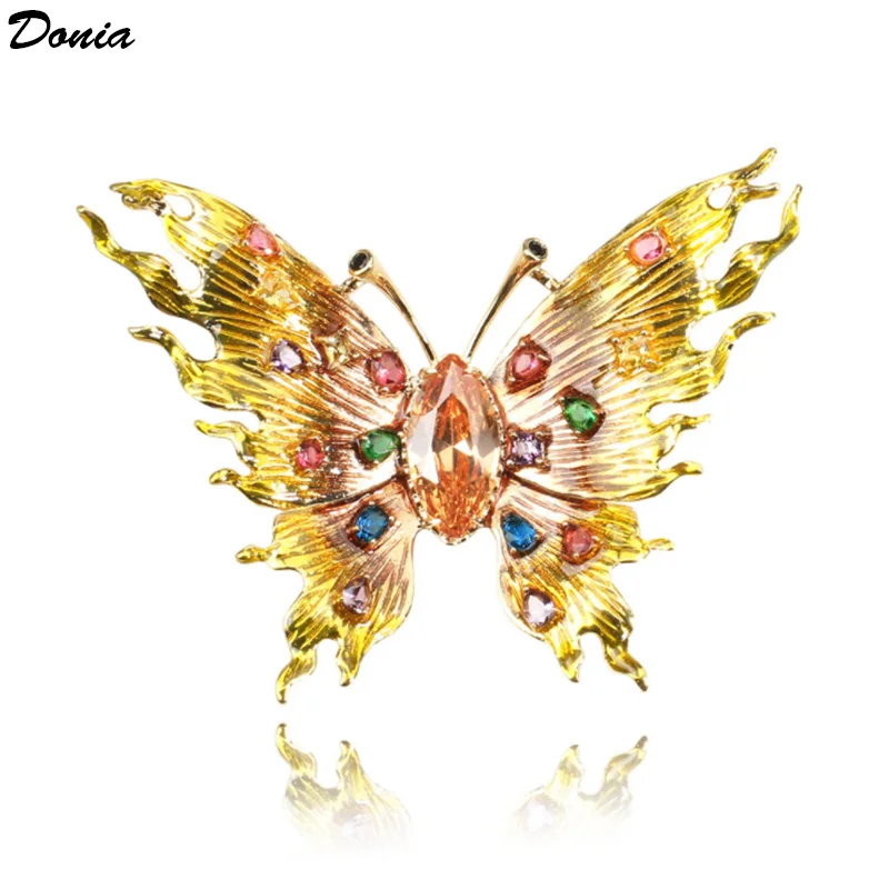 Женская эмалированная брошь в виде бабочки с фианитом | Украшения и аксессуары