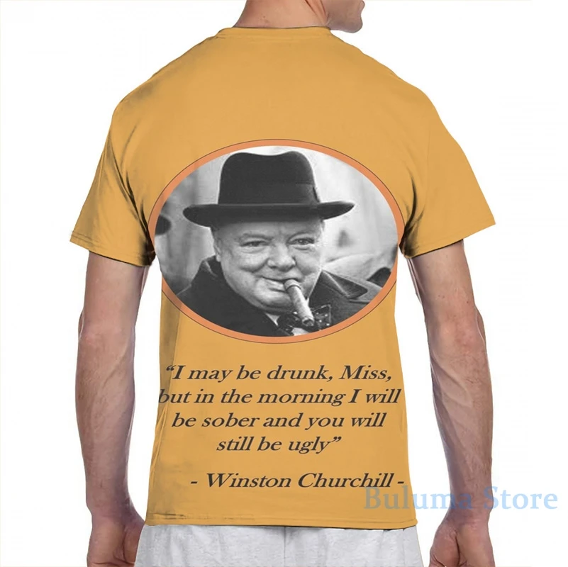 [Цитата] Winston Черчилль пьяная Мужская футболка женская с принтом по всей длине