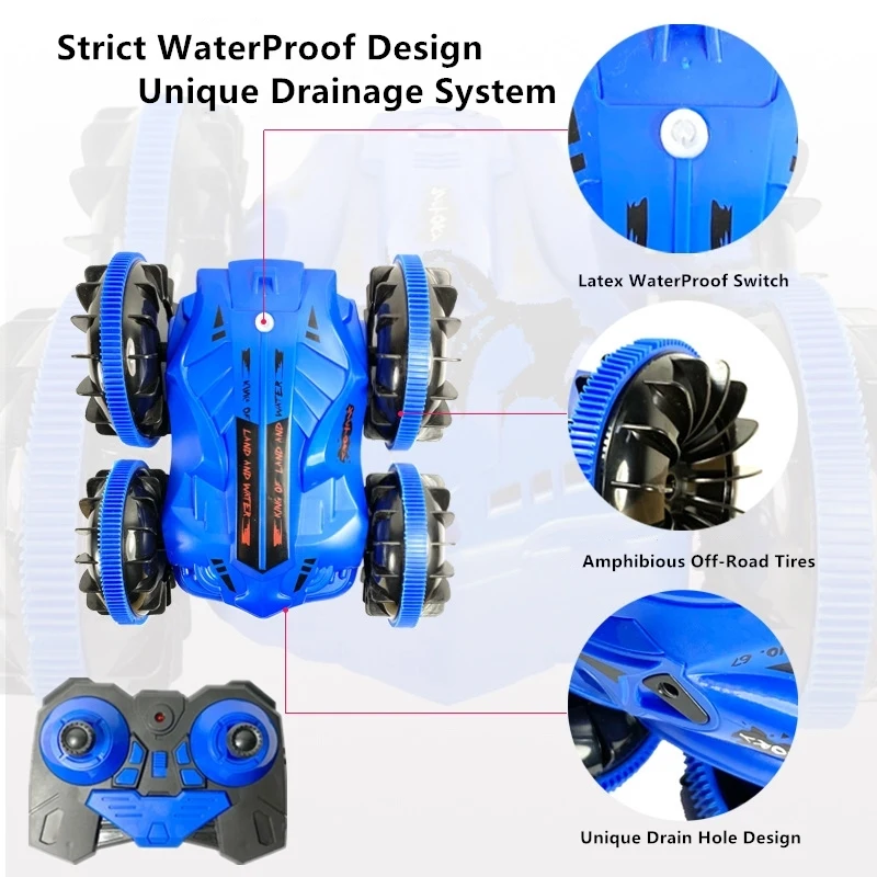RC амфибия автомобиль 4WD водонепроницаемый 360 градусов флип внедорожный мульти