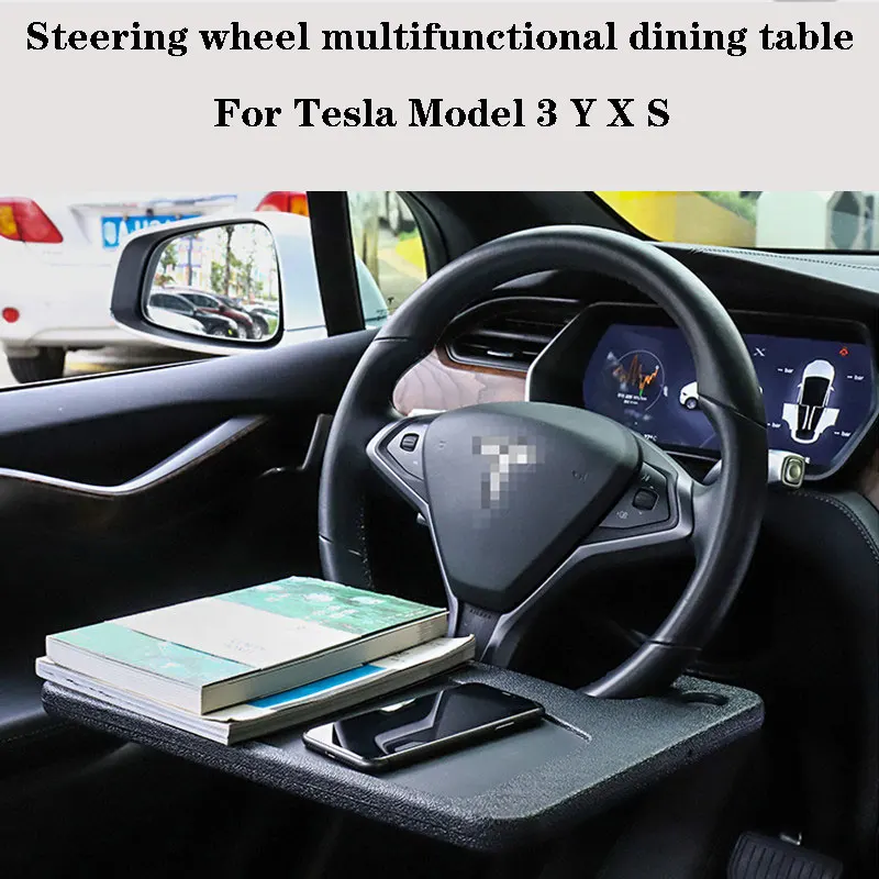 

For Tesla Model 3 Y X S Car Steering Wheel Rest Tablet Stand Dining Table Tray Drink Holder Pad Support