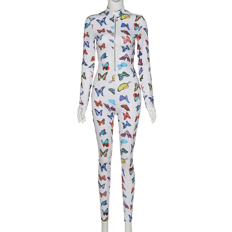 

Cnmyou Women's printed slim-fit long-sleeved sports fitness jumpsuit