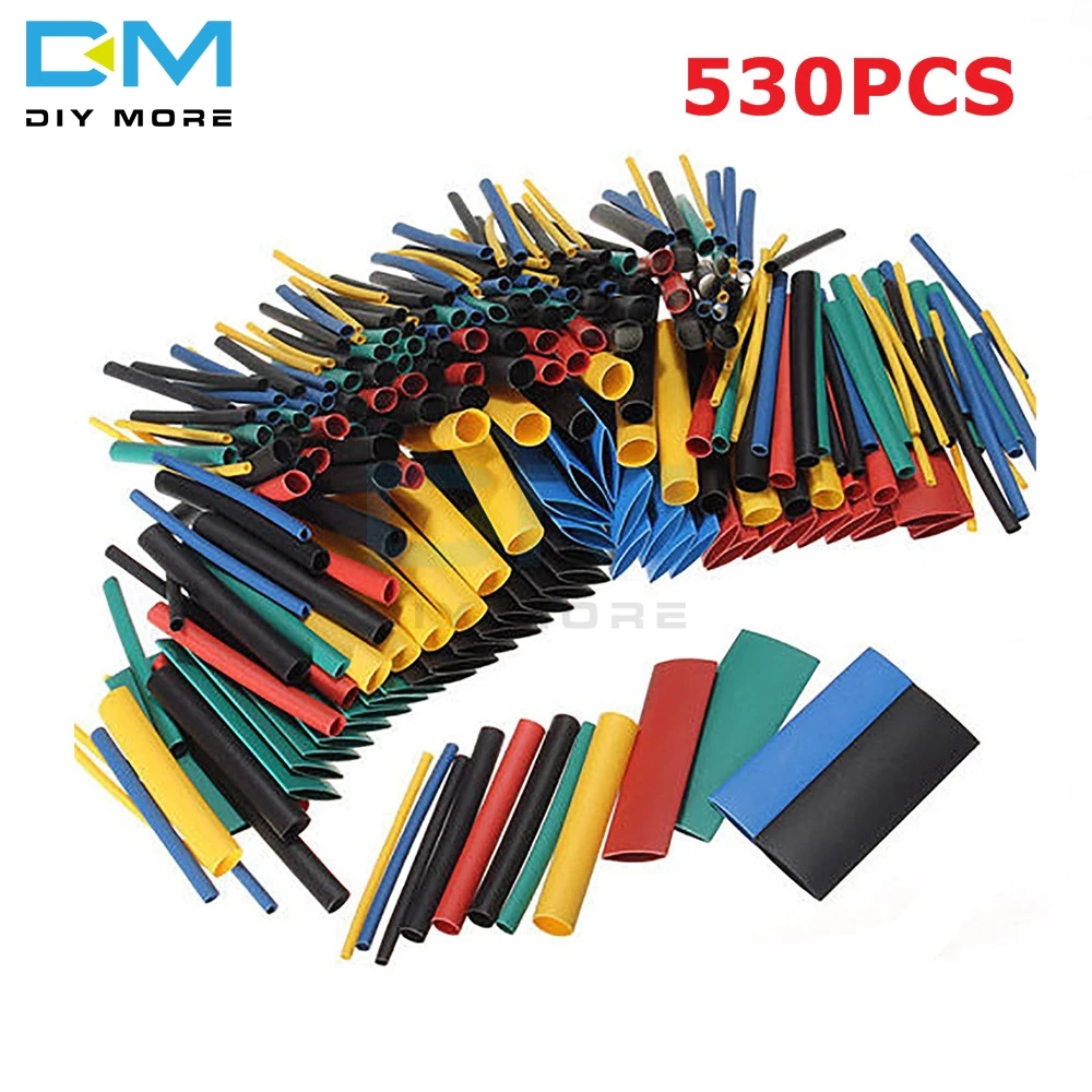 530PCS Multicolor 127/140/328/530 шт Ассорти Полиолефиновая термоусадочная трубка электрического кабеля рукава комплекты пробка 8 размеров многоцветный/черный - Цвет: 530PCS Multicolor