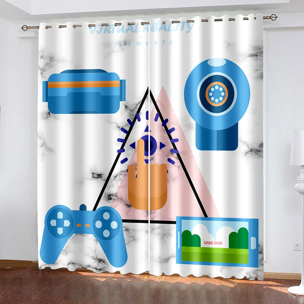 

Game Blackout Curtain Teens Boys Kids Bedroom Window Curtains Video Games Gamepad Living Room Darkening Drapes Cortinas カーテン