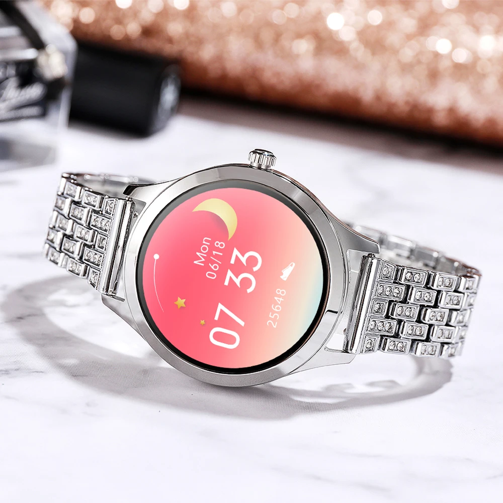 

Smart Watch Women Diamond Strap DIY Watch Face Full Stainless Steel Smart Watch for Women IP68 Waterproof LW07 Watch Women