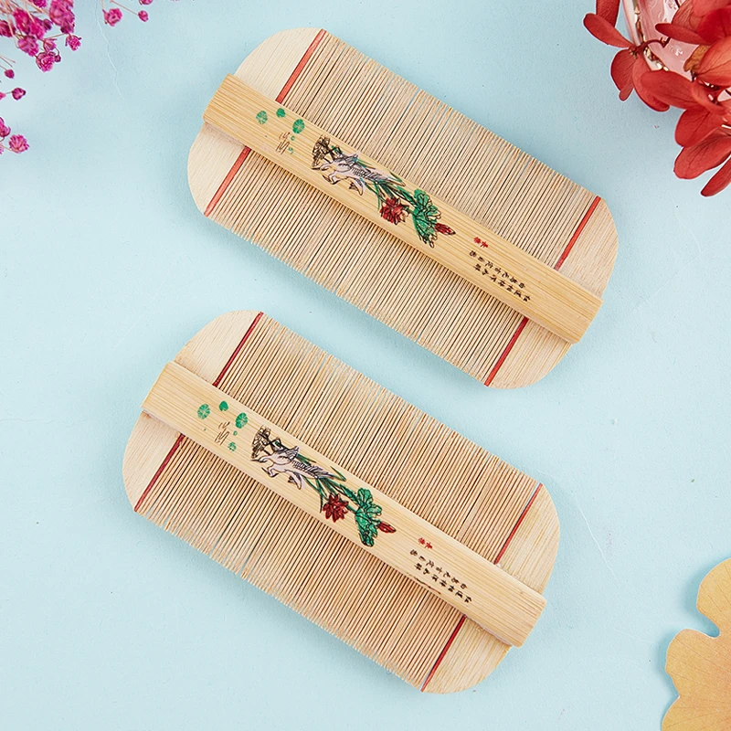 

1PC Chinese Traditional Bamboo Double Sided Lice Comb Handmade Dense Comb Rose Remove Itching Scraping Head Flea Cootie Combs