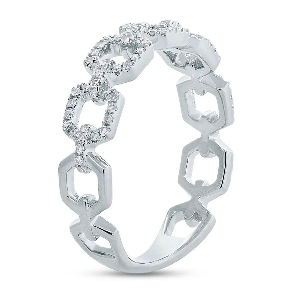 Кольцо из звеньев цепи с бриллиантами 10k желтое золото открытое искусственное