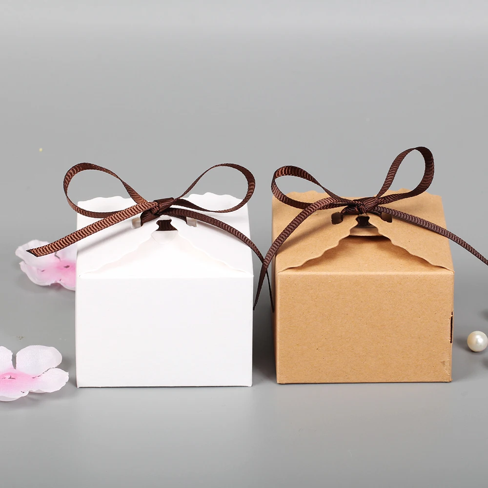 10 шт. коричневый Подарочная коробка из крафт-бумаги Бумага конфеты Коробки \ торт
