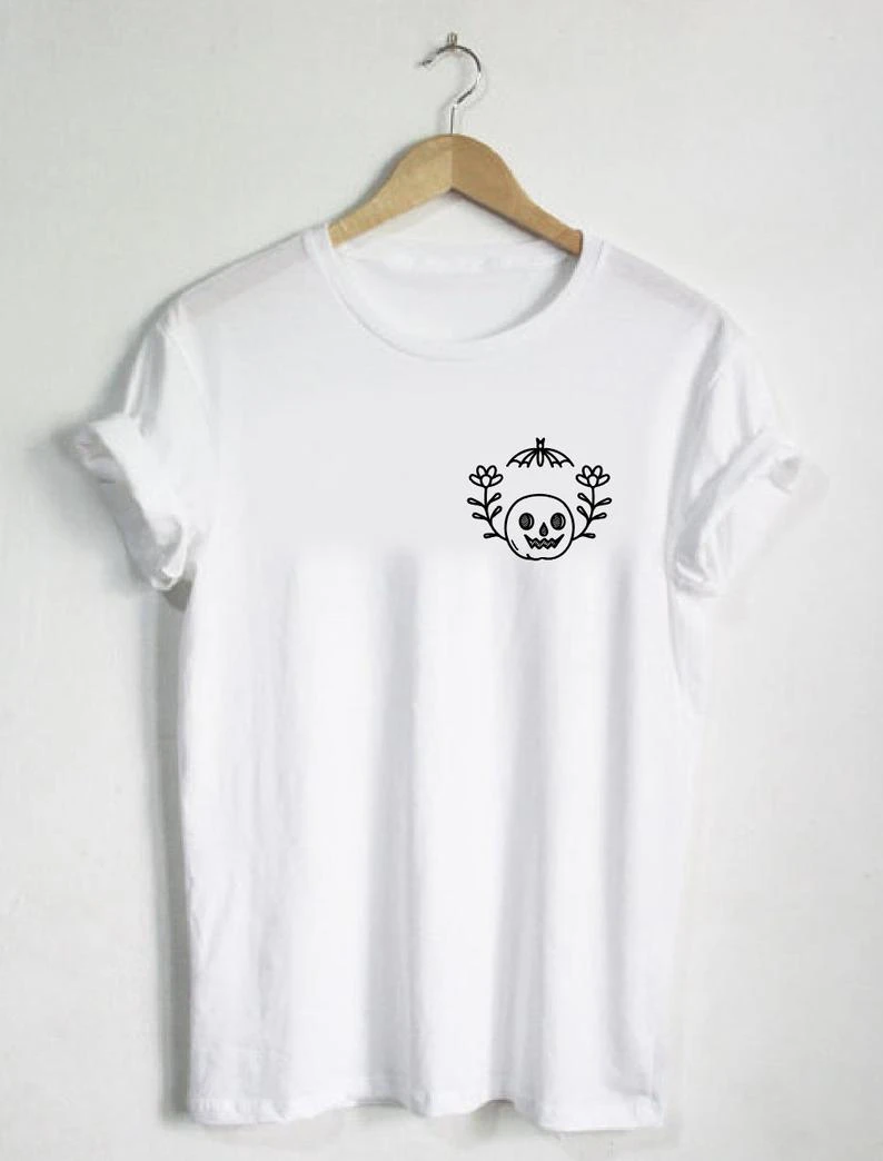 

Футболка с изображением тыквы летучей мыши и цветов, сезон осень, октября, костюм, рубашка с резьбой, декор Decorations-J794