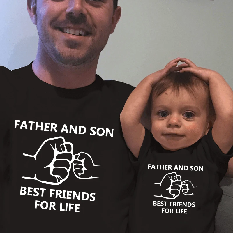 Father and son best friends for life print T-shirt Family Matching Family Look daddy Son Clothes Dad and Me Baby Tshirt Clothes