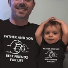 Отец и сын лучшие друзья для жизни Футболка с принтом для всей семьи семейная одежда папы и сына для папы; Мамы и меня Одежда для маленьких, детская одежда