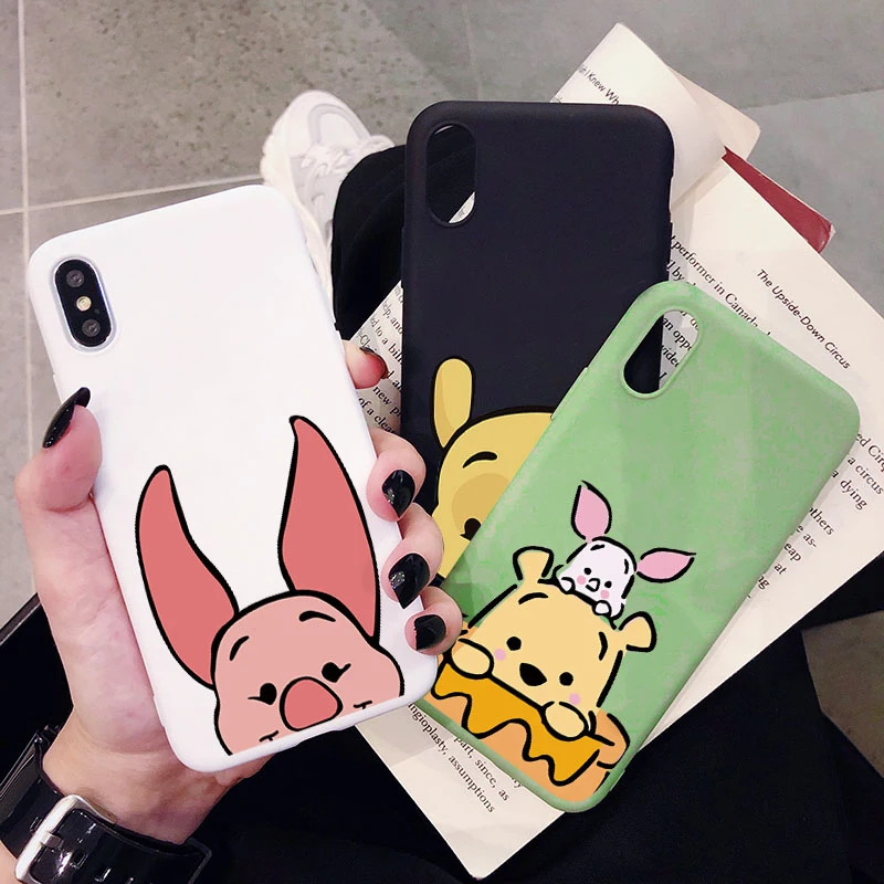 Чехол для телефона iPhone 11 Pro XR X Xs Max 8 7 6 Plus 6S SE мультяшный медведь свинья матовые