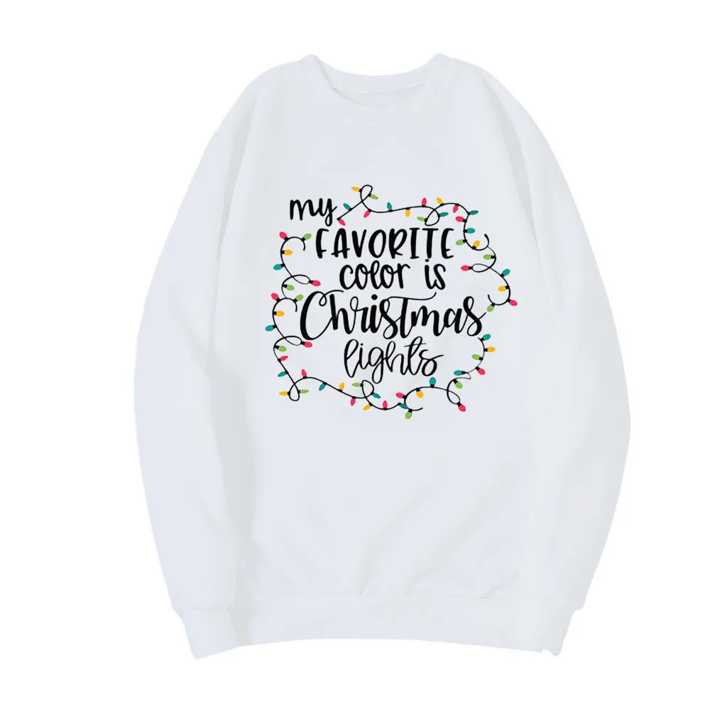 Женские повседневные Рождественские толстовки с круглым вырезом и длинным