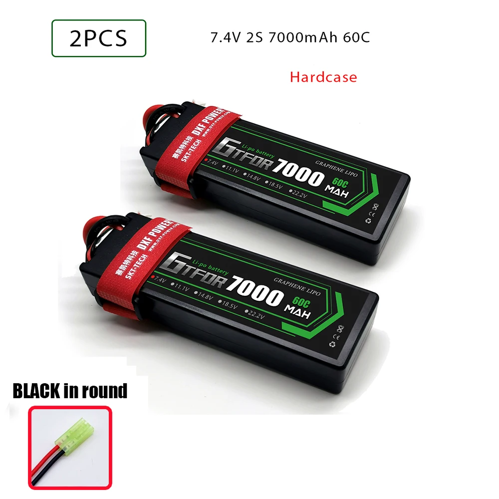2PCS2S7000hardBlack GTFDR Батарея Lipo 2S 4S 7,4 V 14,8 V 5200 7000mah 6500 45C 60C 100C MAX 200C Жесткий Чехол для 1:8 1:10 RC багги Truggy автомобиля - Цвет: 2PCS2S7000hardBlack