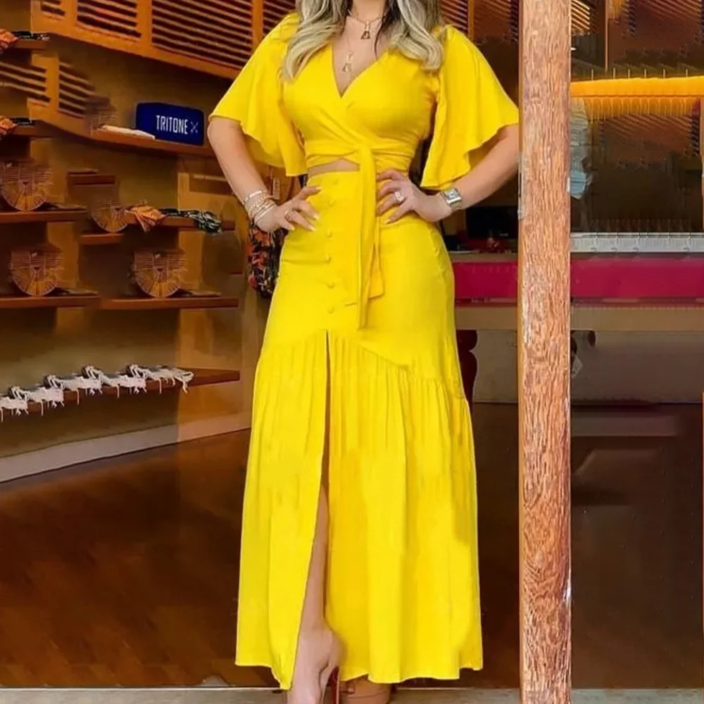 Платье женское длинное Бандажное в стиле бохо пикантное Клубное с запахом