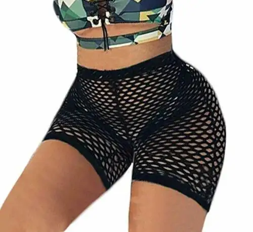 

Sexy Woman Shorts See-through Shorts Cover Up Stretch Mesh Fishnet Bottoms Loose Beachwear Swimwear Swimsuit Bathing Suit