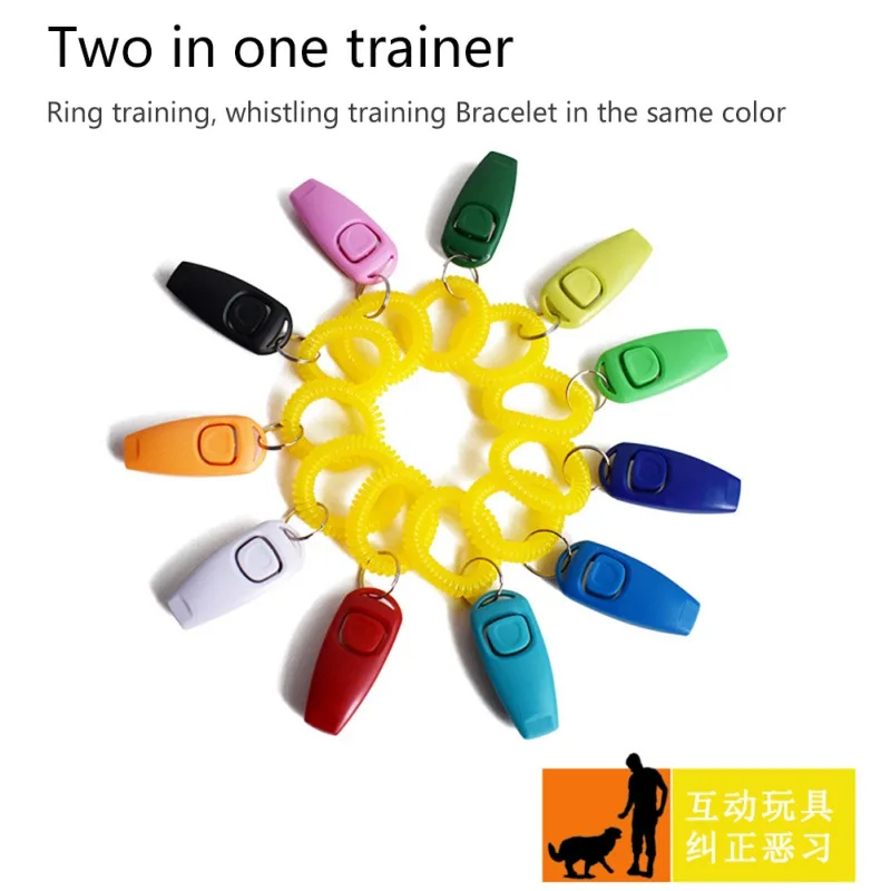 

Egg Dividers Dog Products Pet Dog Training Clicker Portable With Wrist 2 In 1 Lightweight Pet Dog Trainer Aid Guide Whistle 1pc
