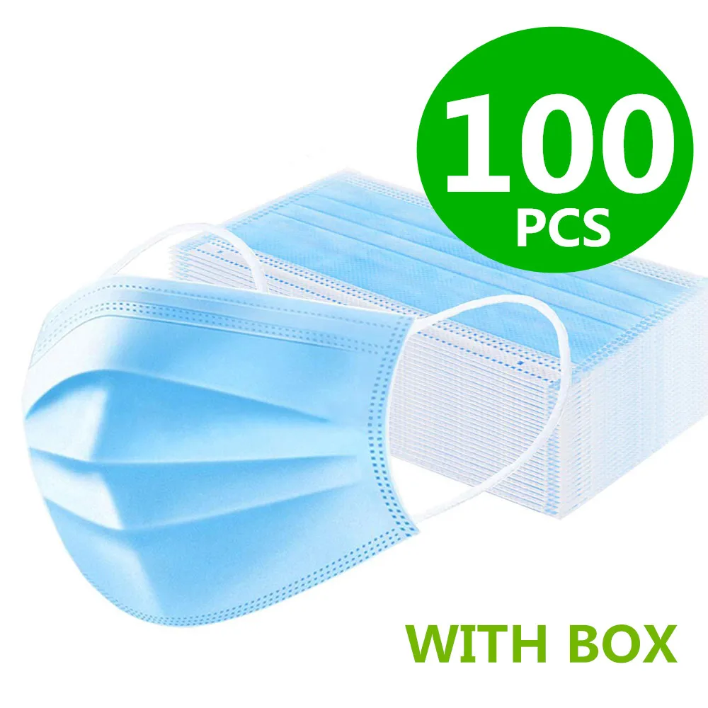 

Medical Face Mouth Protective Mask Disposable Protect 3 Layers Filter Dustproof Earloop Non Woven Mouth Masks 12 hours Shipping