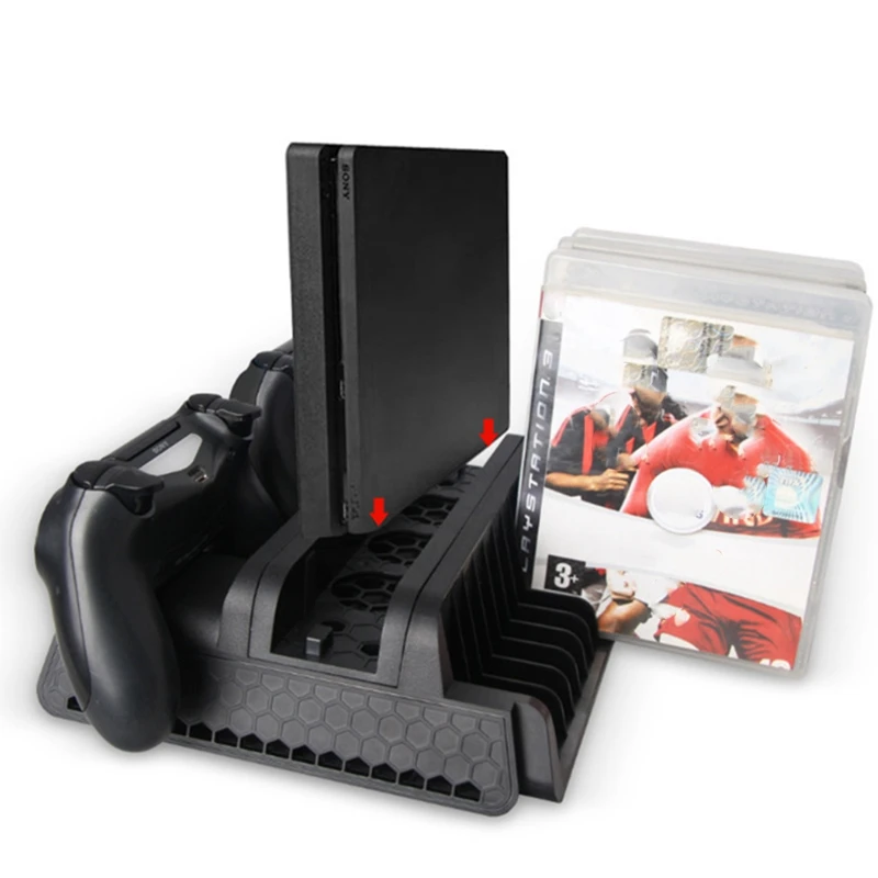 Многофункциональная вертикальная подставка PS4/Slim/PRO с охлаждающим вентилятором