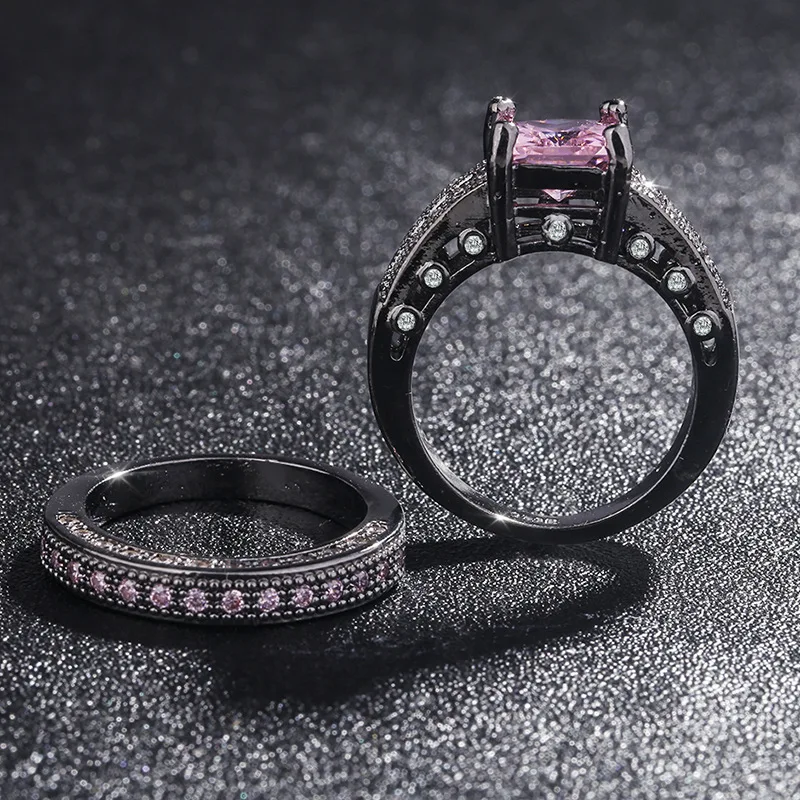Роскошное женское розовое бриллиантовое кольцо из черного золота 14K для женщин Anillos свадебное обсидианское Драгоценное кольцо топаз 14K обручальное кольцо ювелирные изделия