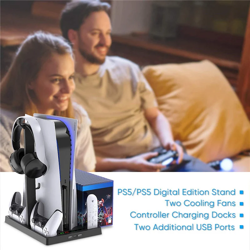 

Новая подставка с охлаждающим вентилятором для контроллера Playstation 5 Dualsense, зарядная док-станция с вертикальной подставкой-кулером для PS5