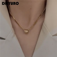 dieyuro 316l stainless steel circle design fashion 2 layer chain stacking personality clavicle chain niche girls party necklace