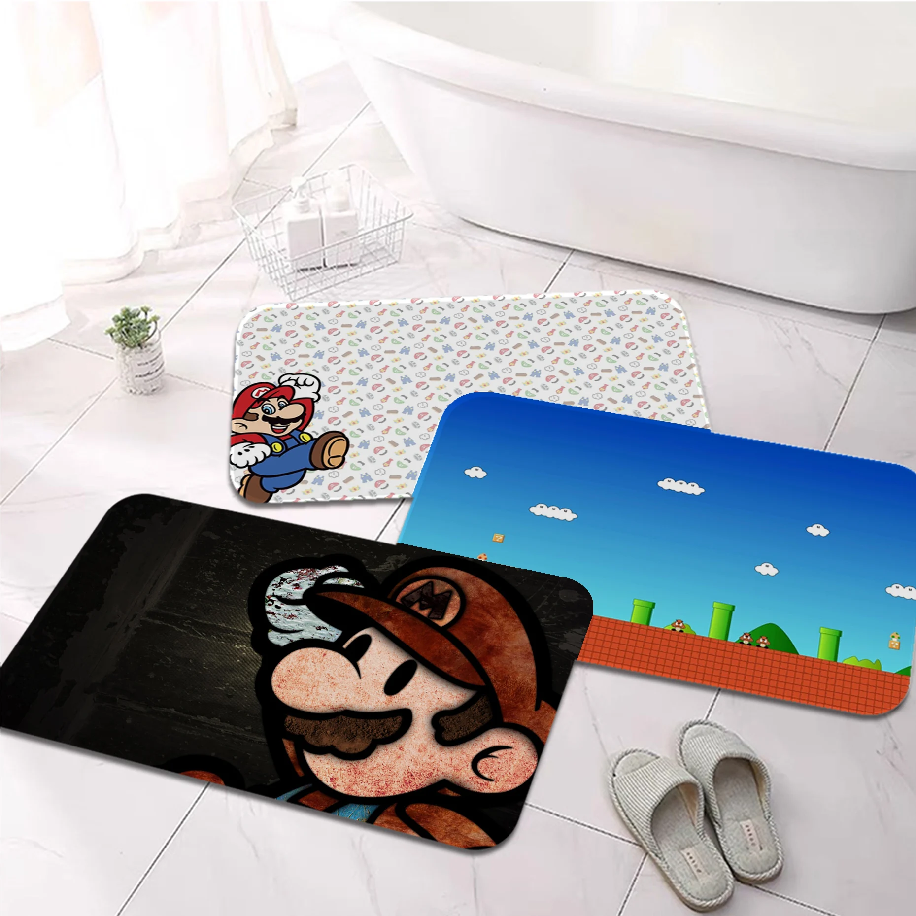 

Фланелевый напольный коврик в стиле Марио, декоративный ковер для ванной комнаты, нескользящий, для гостиной, кухни, Придверный коврик