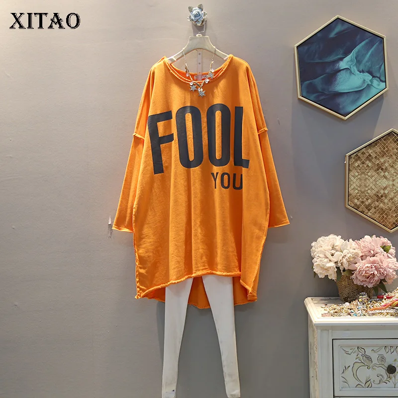 Женская Асимметричная футболка XITAO элегантная Весенняя с длинным рукавом в