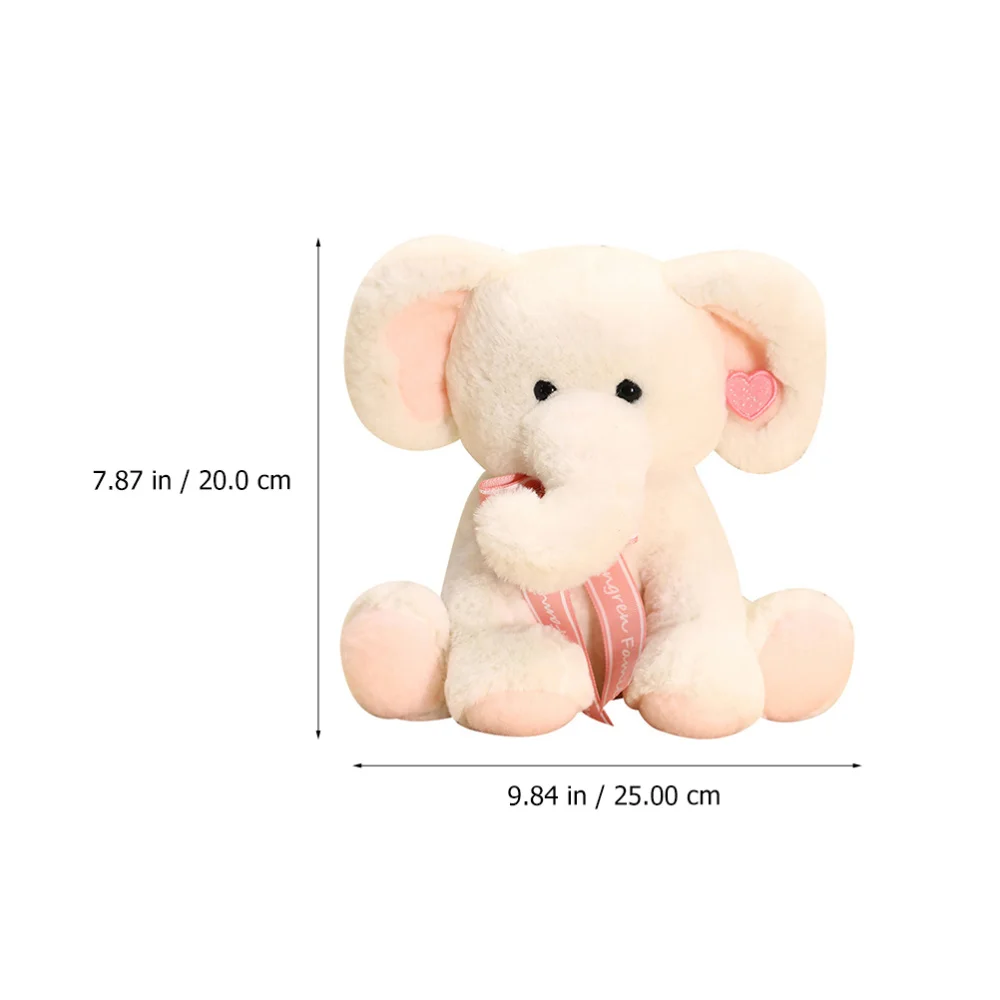 

1Pc New Year Elephant Doll Gift Plush Doll Adorable Tabletop Ornament (Beige)