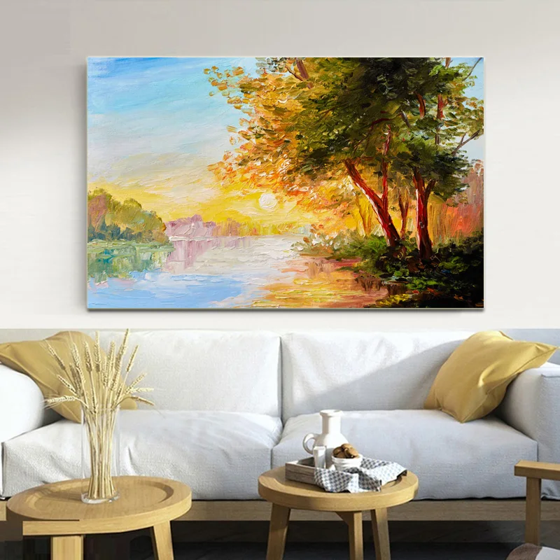 Картина маслом печать пейзаж Закат стены Искусство холст картина украшение