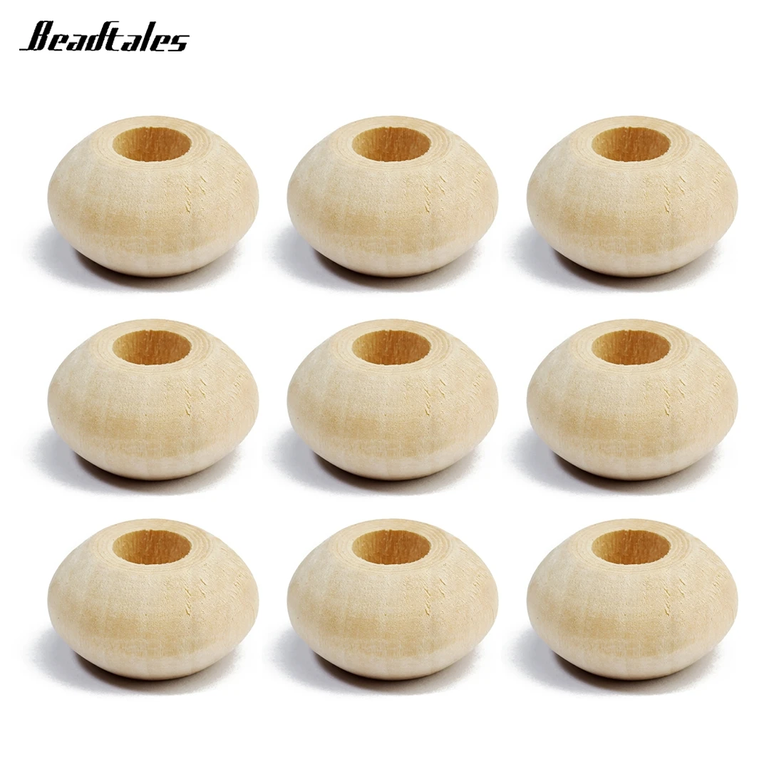 

Beadtales 30pcs/lot 20*11mm Natural Wood Big Hole Beads Fit 7mm Chains Cord Loose Houten Kralen For Diy Jewelry Making