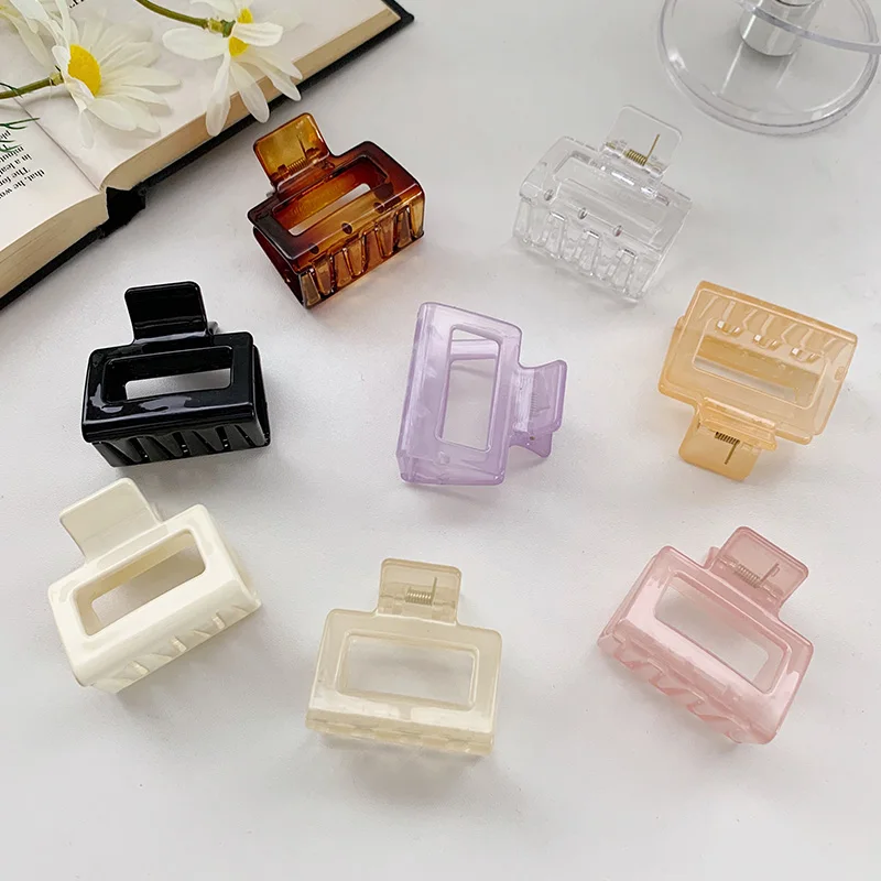 

Корейские акриловые женские Когти для волос, зажимы для краба, очаровательные однотонные женские черные заколки для волос, аксессуары для в...