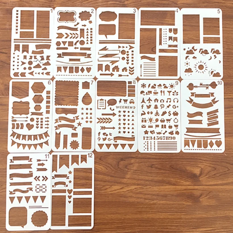 Набор трафаретов пластиковый планер шаблон чертежа сделай сам дневник записная